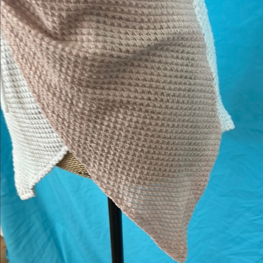 White and Tan Asymmetrical Ruched Tank Top - Picture 7 of 15
